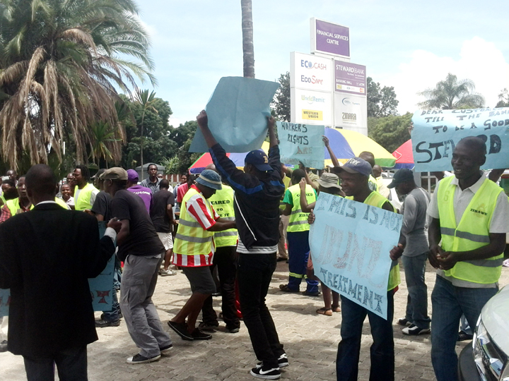 Former Workers of Steward Bank demonstrating- The Source