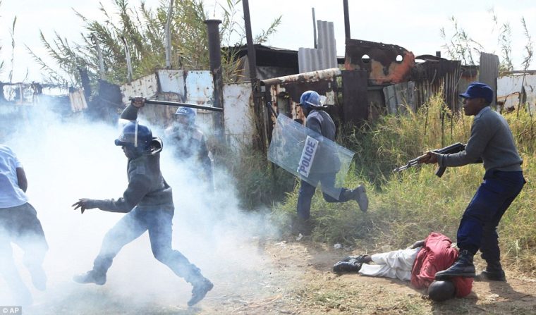 police stepping onhead