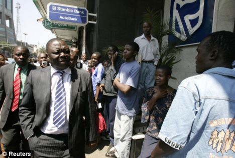 tsvangirai and bank queue